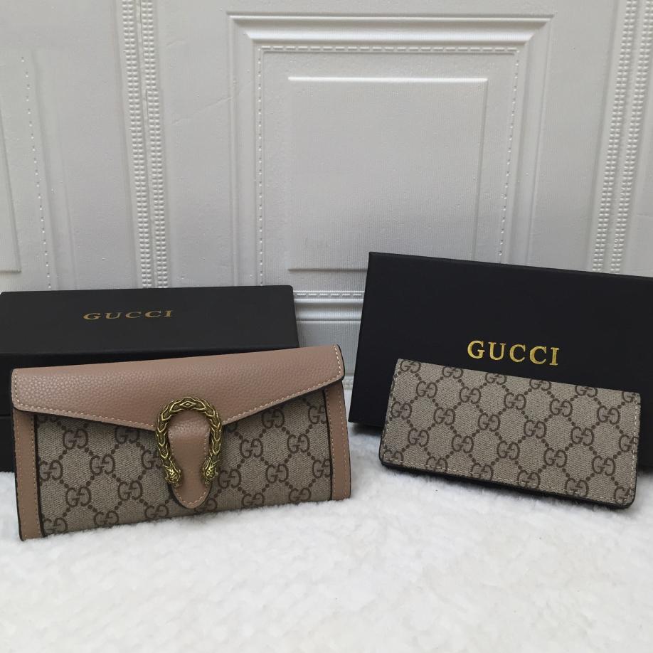 GG fashion Classic Leather Print Wallet Purse Two Piece Set