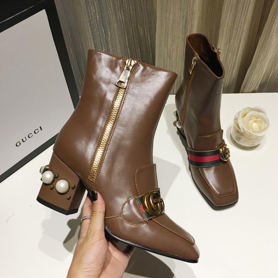 GG Fashion Classics Leather High Heeled Shoes Boots