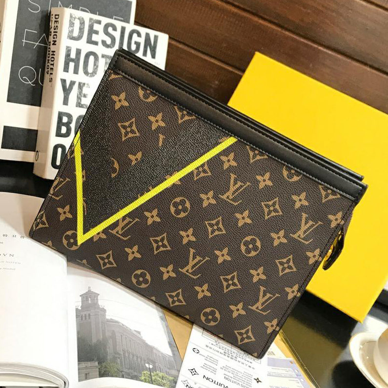 LV Louis Vuitton Women Fashion Leather Clutch Bag Wristlet Handb
