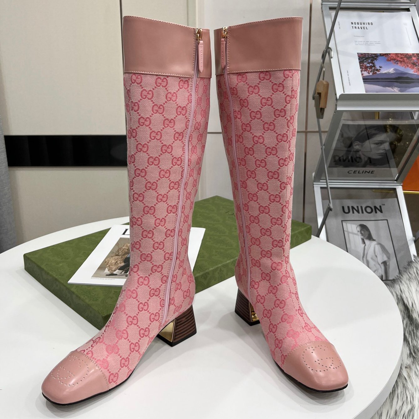 GG Women Fashion Casual Long Tube Heels Boots Shoes