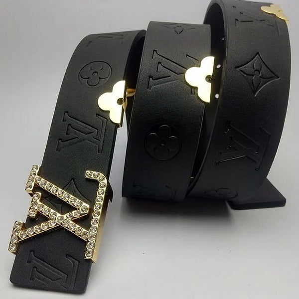 Louis Vuitton LV classic metal letter buckle logo embossed belt fashion men's and women's be