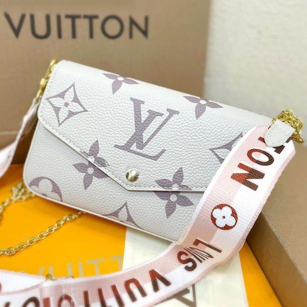 LV Louis Vuitton Letter Print Three-piece Card Set Bag Women Shopping Shoulder Bag Messenger Bag