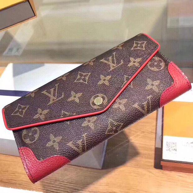 LV Louis Vuitton classic stitching color ladies flip wallet long