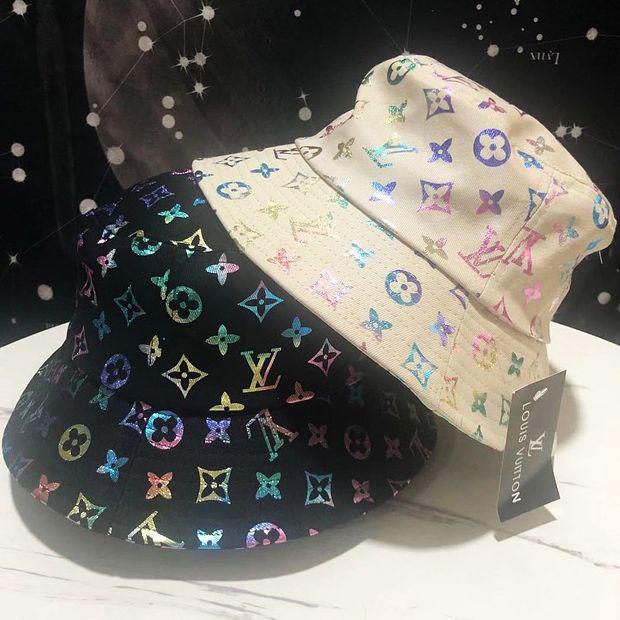 LV Louis Vuitton Fashion Graffiti L Letter Fisherman Hat Sun Hat Casual Wild Sun Basin Hat