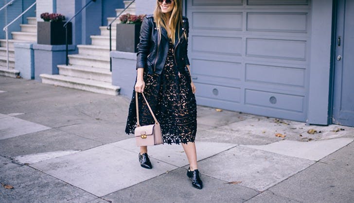 how to accessorize a black lace dress