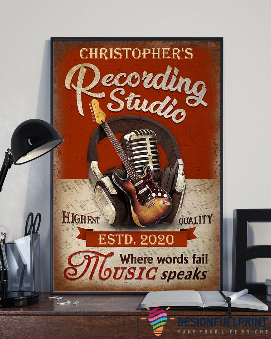 Personalized Guitar Poster Music Recording Recording Studio Poster LH ...