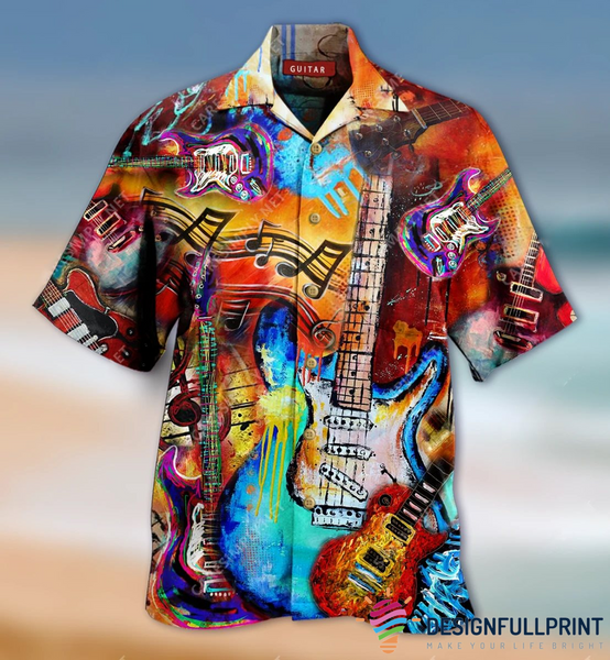 Guitar Art Pattern Music Love Tropical Shirt Tropical Shirt Hawaiian S ...