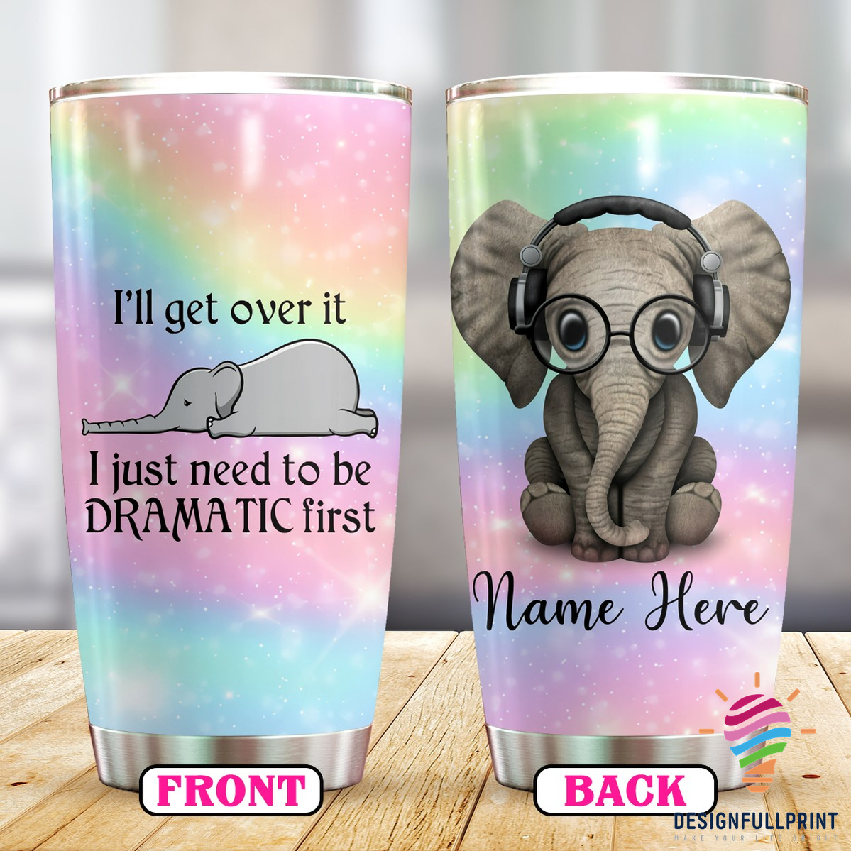 Gift For Elephant Lover Rainbow Elephant Personalized Tumbler CHM