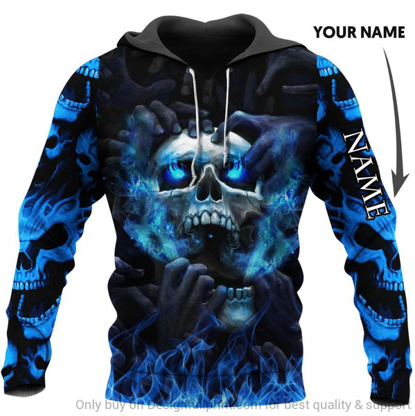 Skull Gift Personalized Blue Eyes Screaming Skull Unisex Hoodie 3d Sku ...