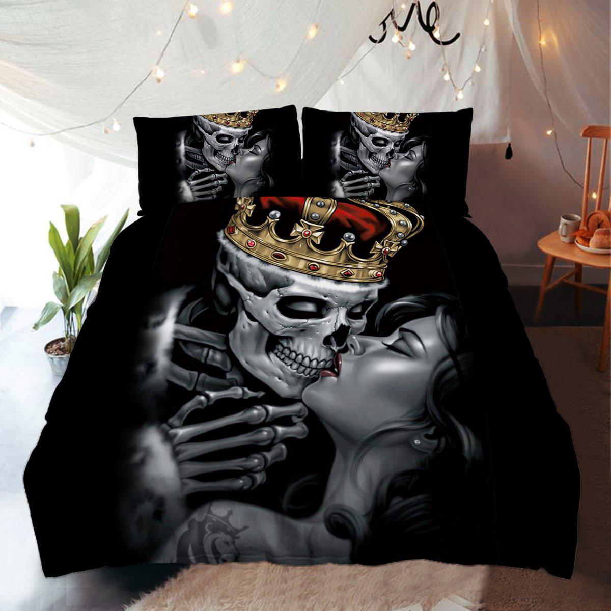 Special Sale Skull Couple Bedding Set 1 Duvet Cover And