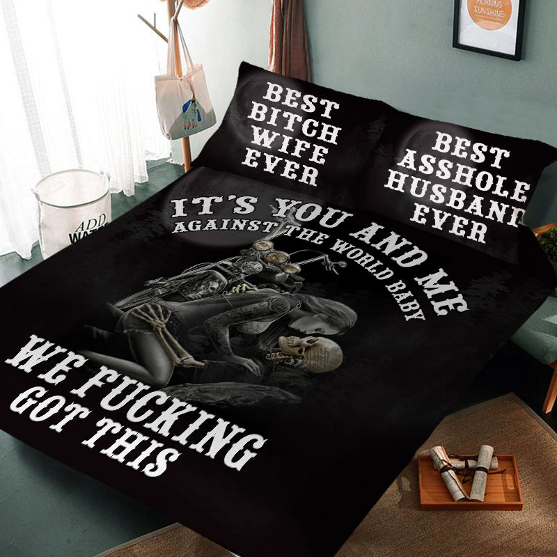 Special Sale Skull Couple Bedding Set 4 Duvet Cover And