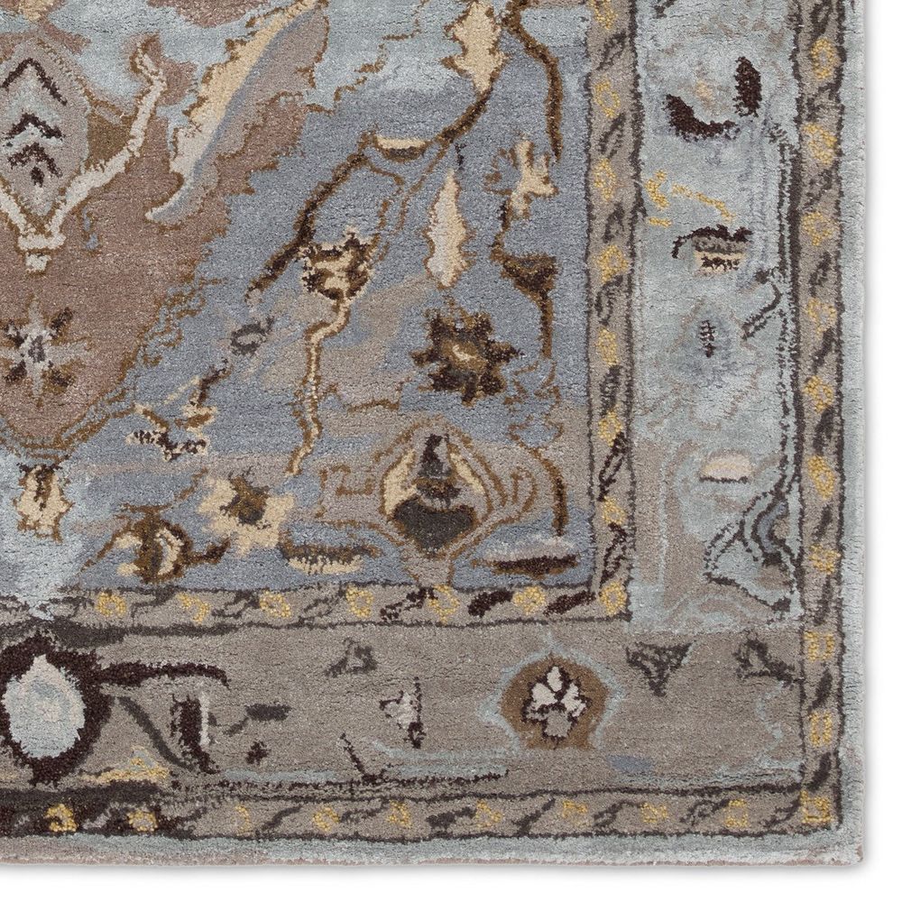 10'X14' Quest Handmade Gray/Gold Area Rug with a Medallion Design