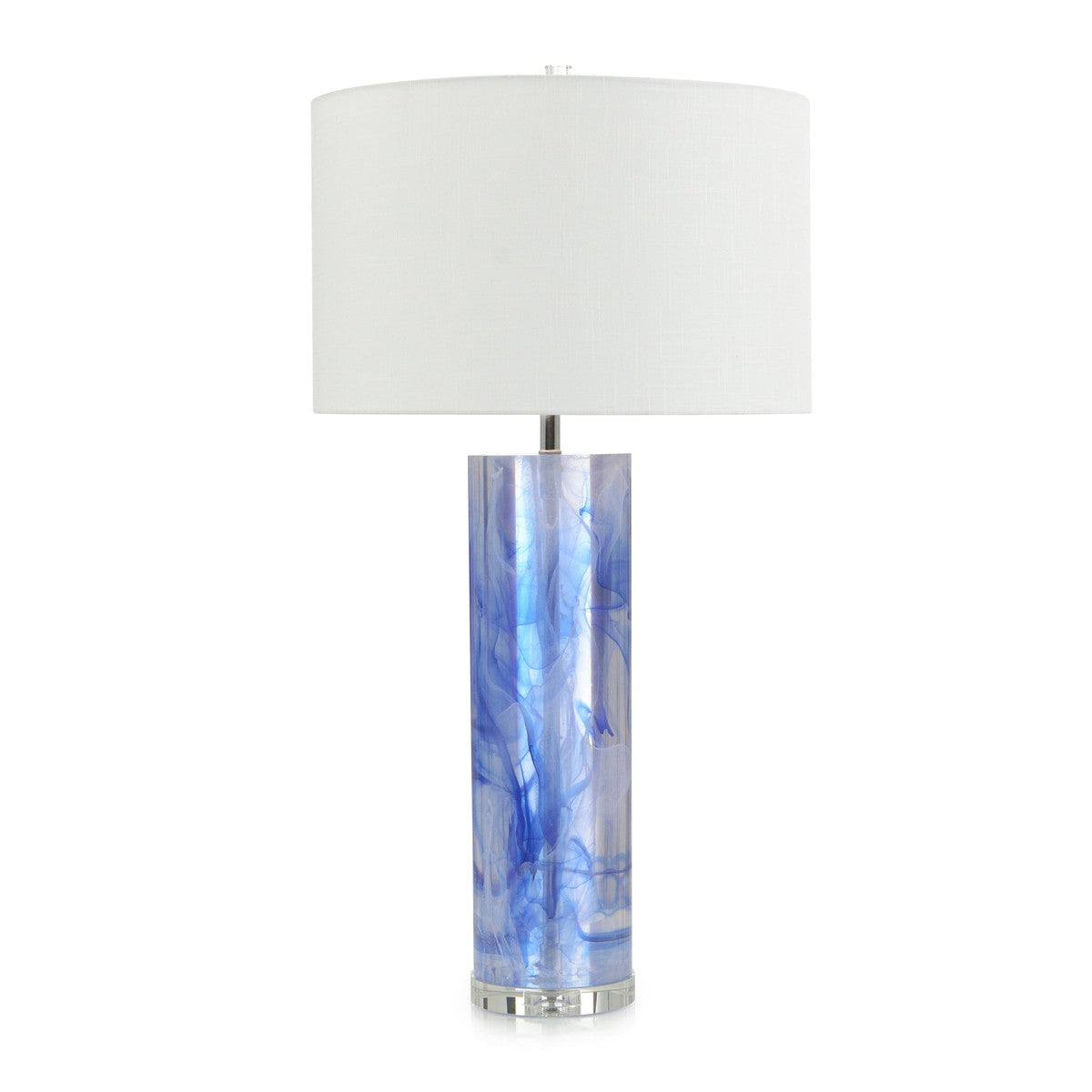 Resin Table Lamp with Cylinder Shape, Blue and Clear Crystal Design