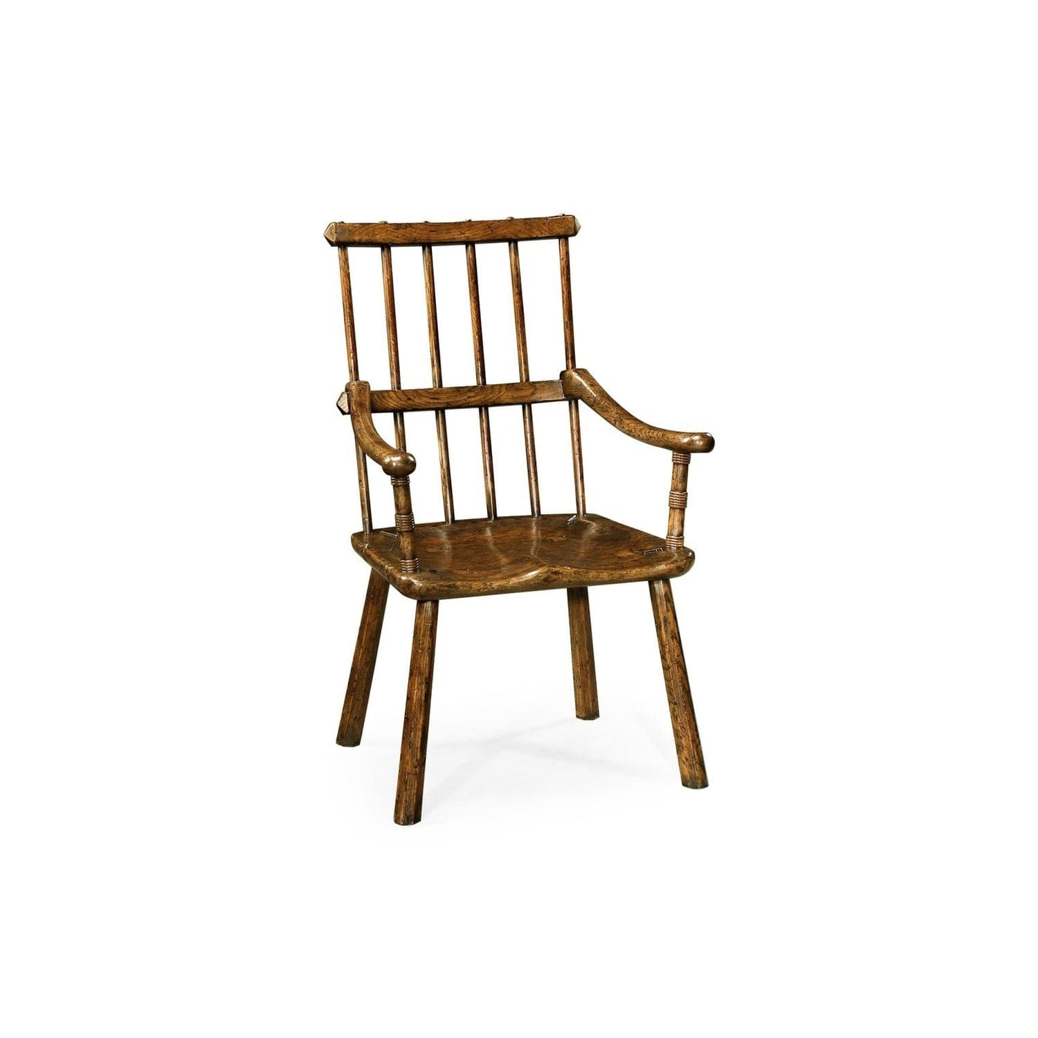 Rustic Dark Oak Country Arm Chair With A Plank Seat France Son