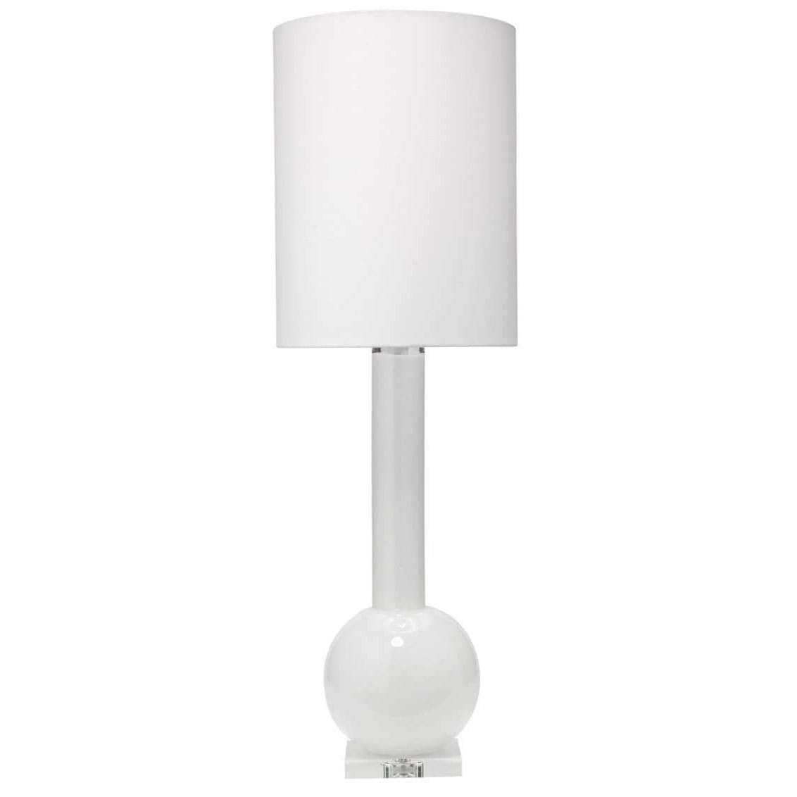 Studio Table Lamp In White Glass With Tall Thin Drum Shade In White Li France Son