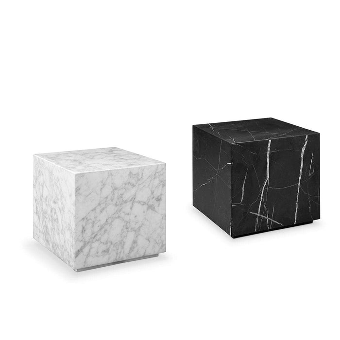 Carrara Marble Drum Side Table Square France Son