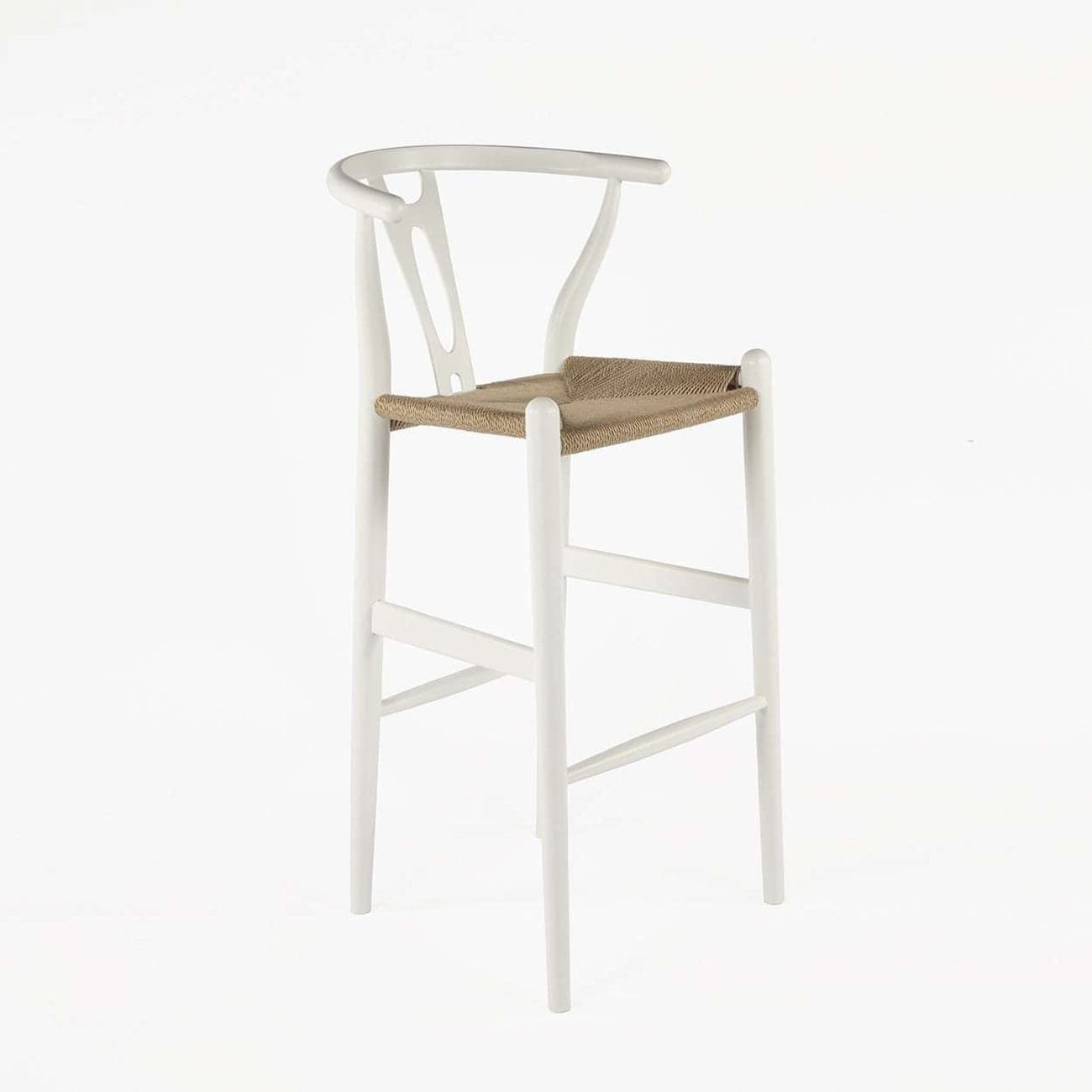 Mid Century Modern Reproduction Wishbone Bar Stool White