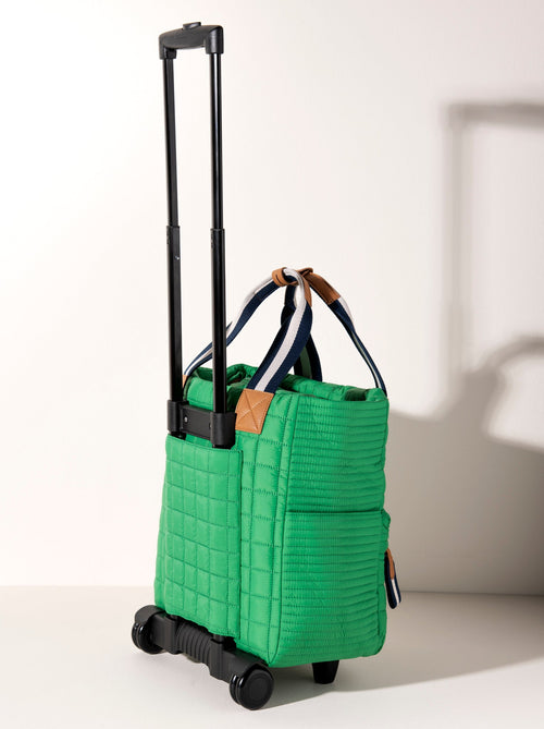 Shiraleah Ezra Quilted Nylon Roller Tote, Green