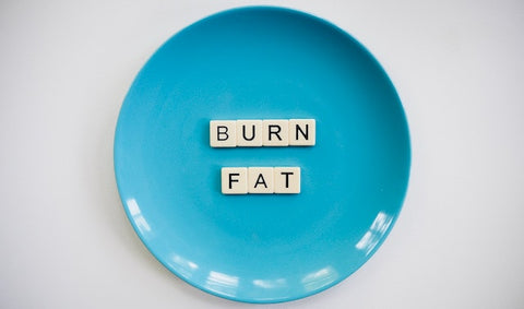 Photo of a Burn Fat Text on Round Blue Plate