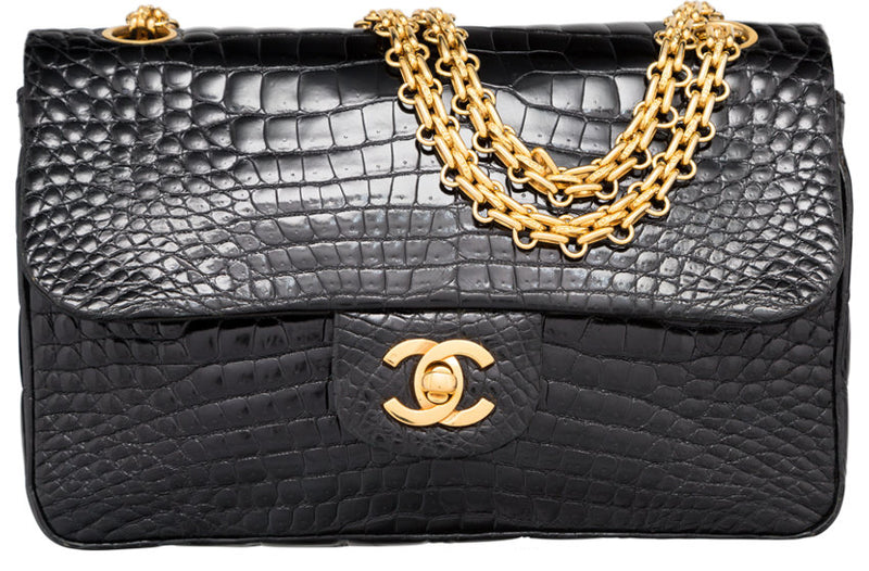 Black Croc Mini Single Flap Bag  Buy  Consign Authentic PreOwned Luxury  Goods