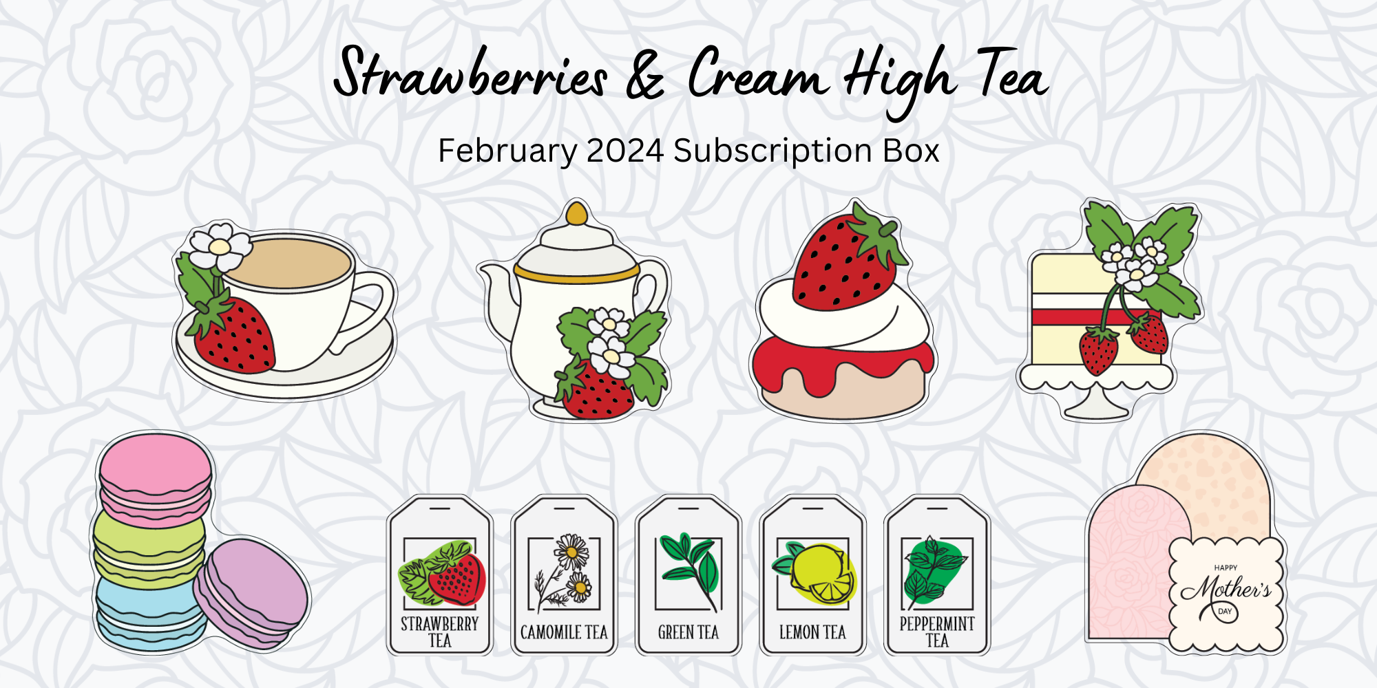 strawberries and cream high tea cookie cutter subscription box