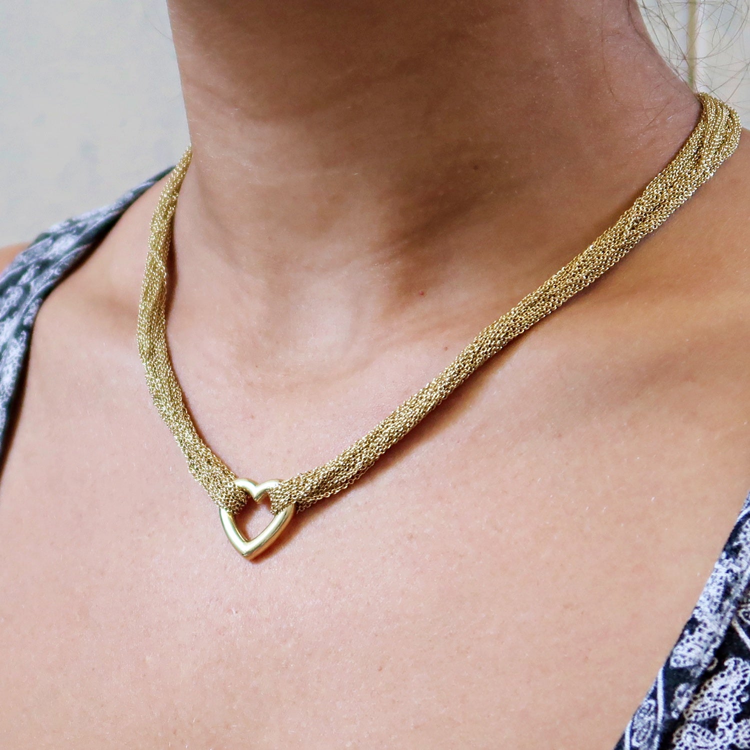tiffany multi chain heart necklace