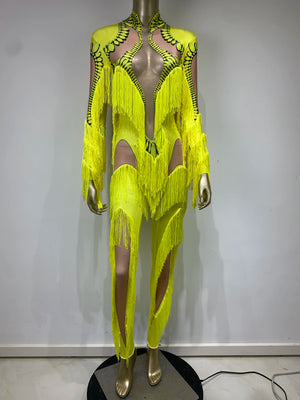 Tassel Mesh Jumpsuit - Stagewear - Cosmo & Donato