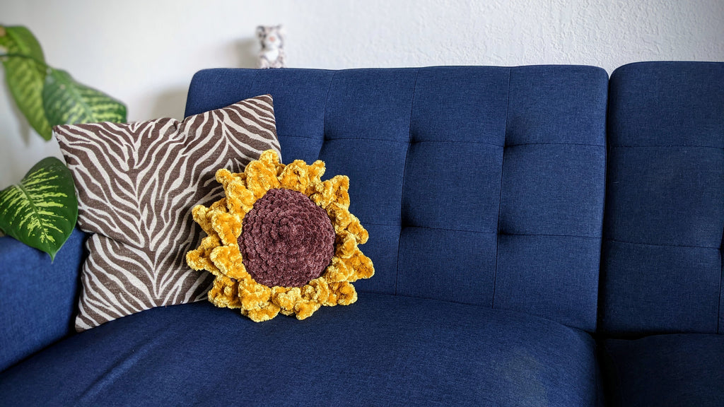 Pip Stitch Co. Crocheted Sunflower Pillow