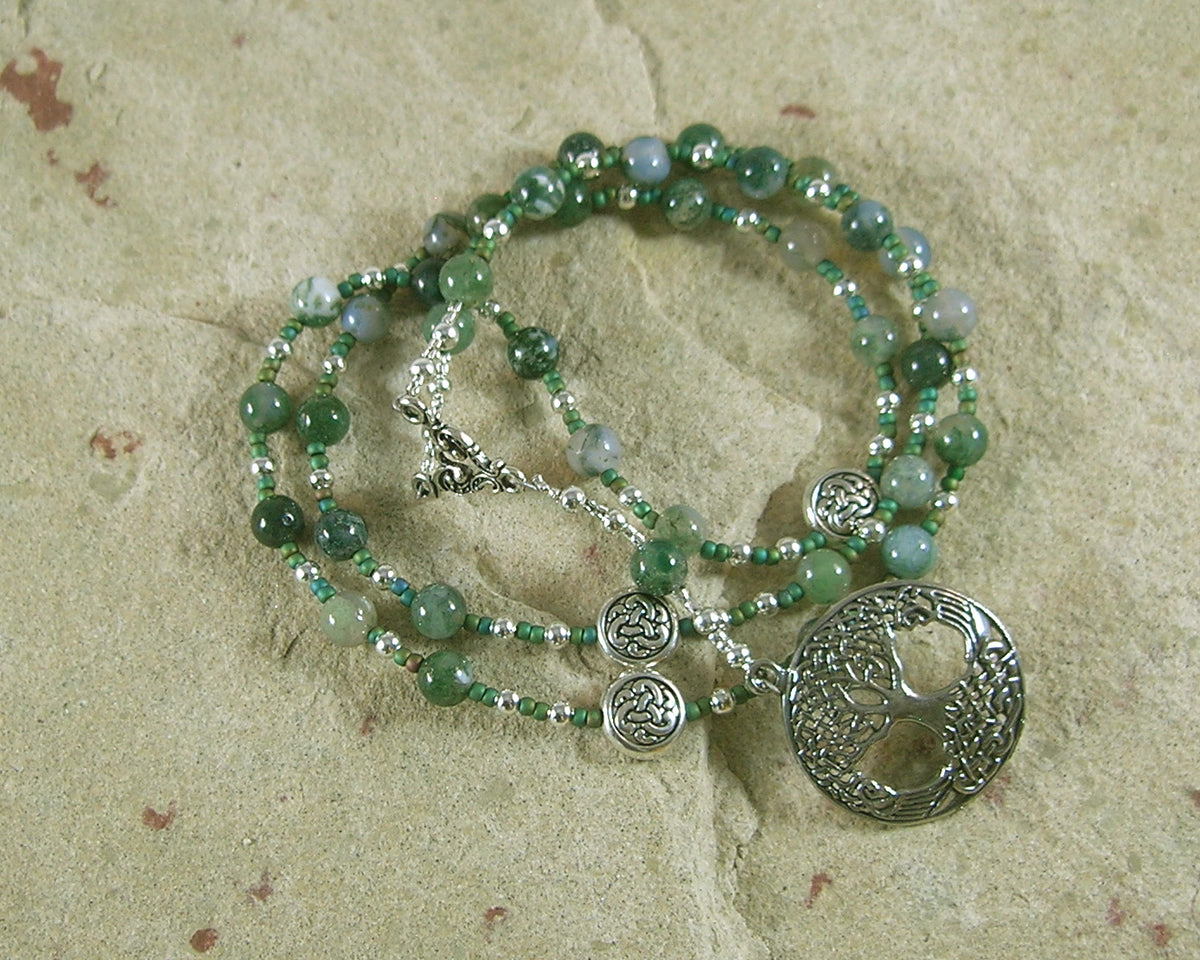 Nemetona Prayer Bead Necklace in Green Agate: Gaulish Celtic Goddess o ...