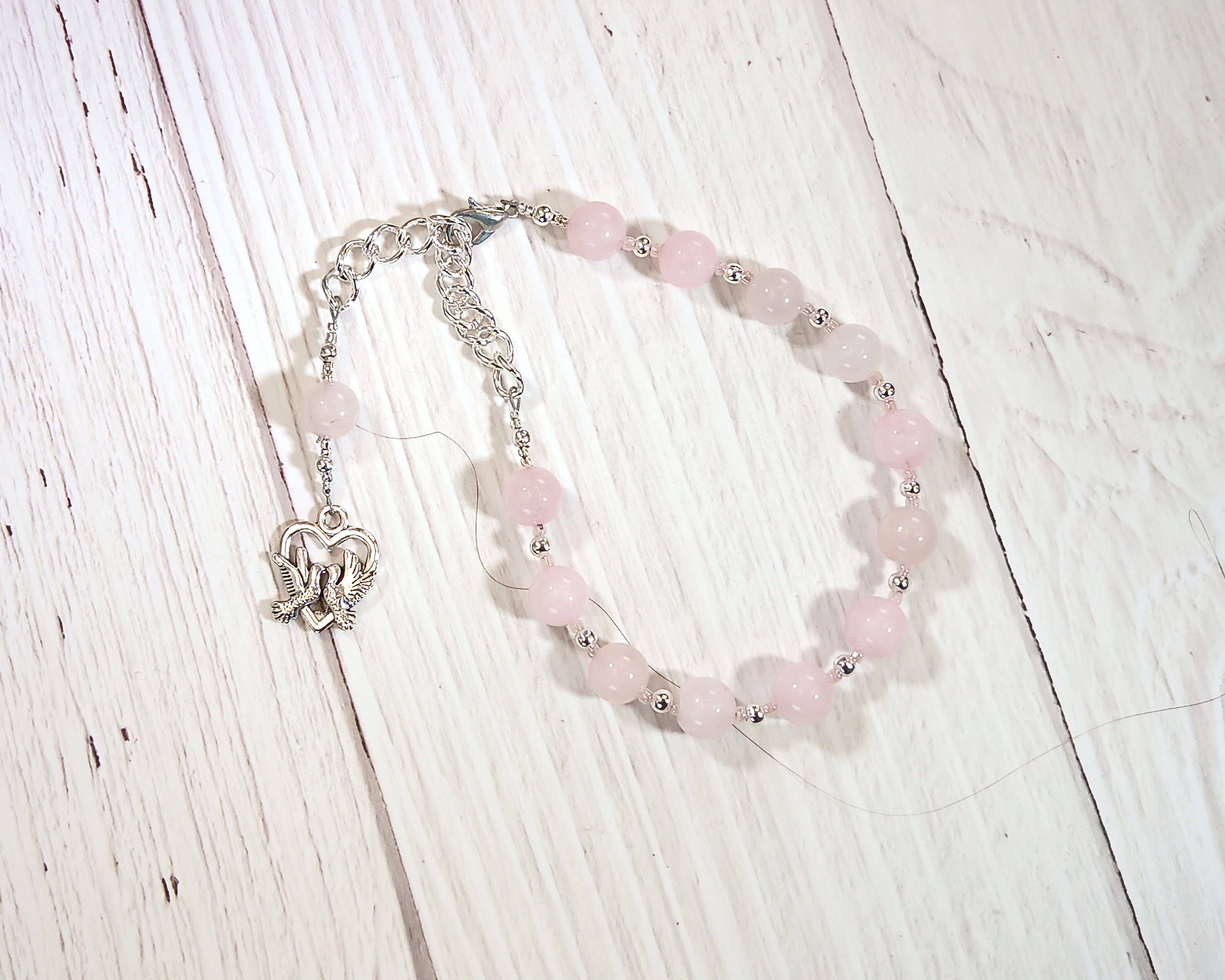 Aphrodite Prayer Bead Bracelet in Rose Quartz: Greek Goddess of Love and Beauty