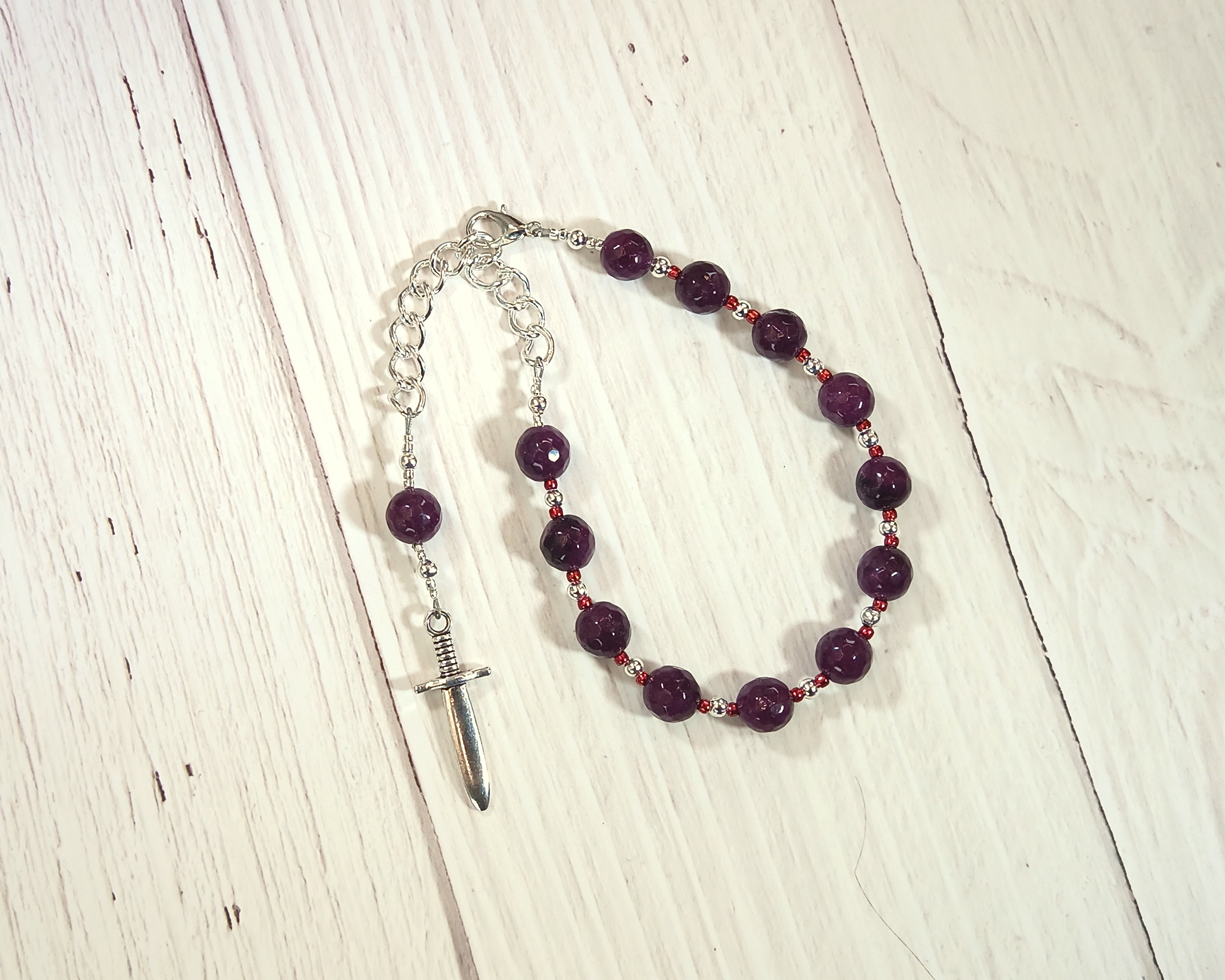 Ares Prayer Bead Bracelet in Garnet: Greek God of War, Courage, Survival, Protector of Soldiers