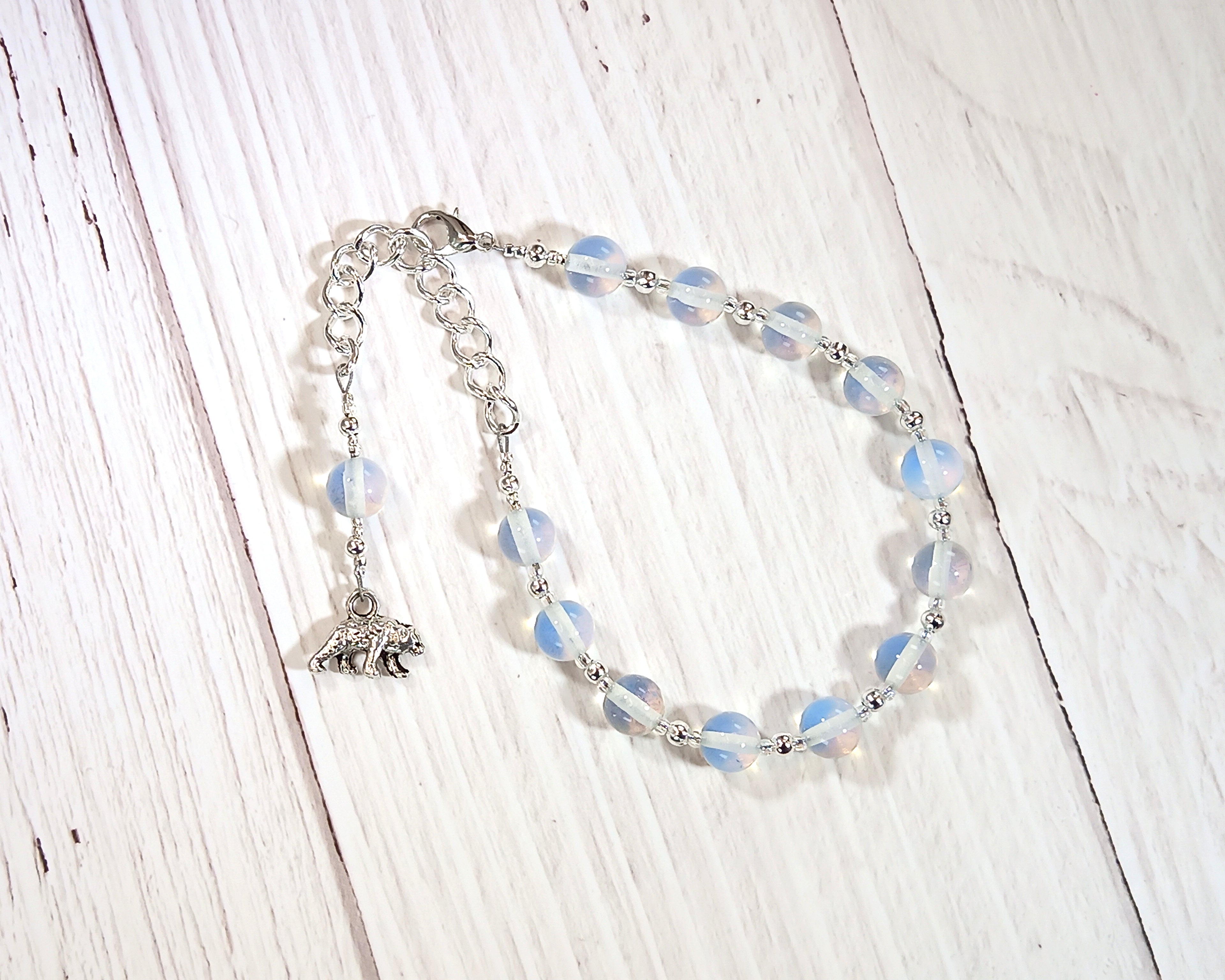 Artemis Prayer Bead Bracelet in Opalite: Greek Goddess of  the Wild, Protector of Young Women