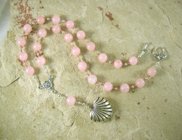 Aphrodite Prayer Bead Necklace in Rose Quartz: Greek Goddess of Love