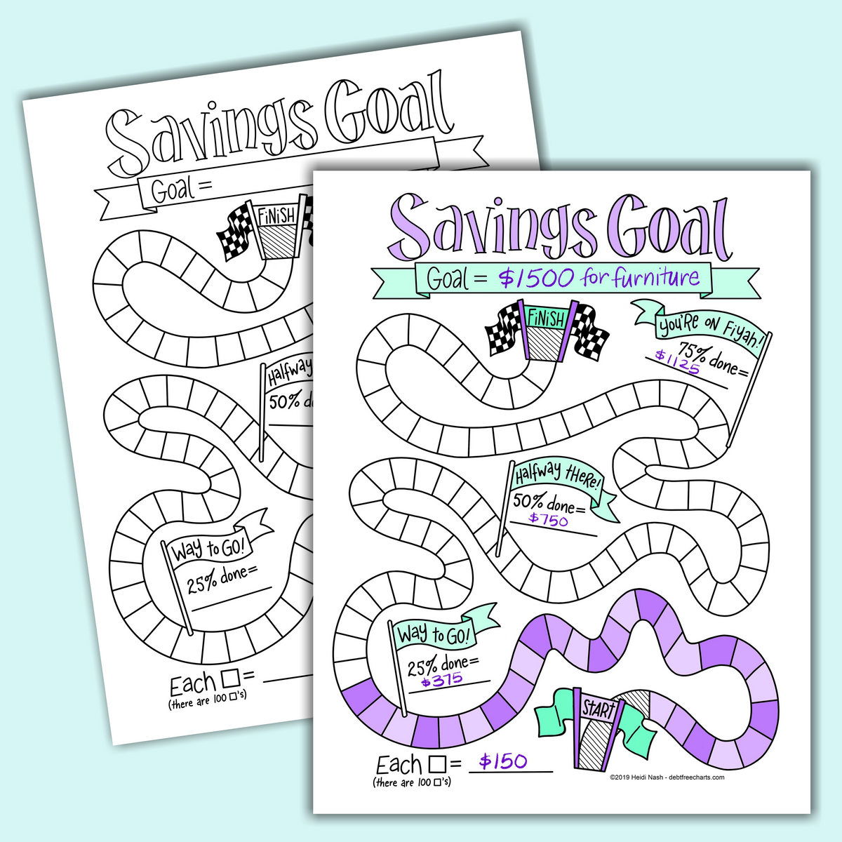 Savings Goal Game Debt Free Charts