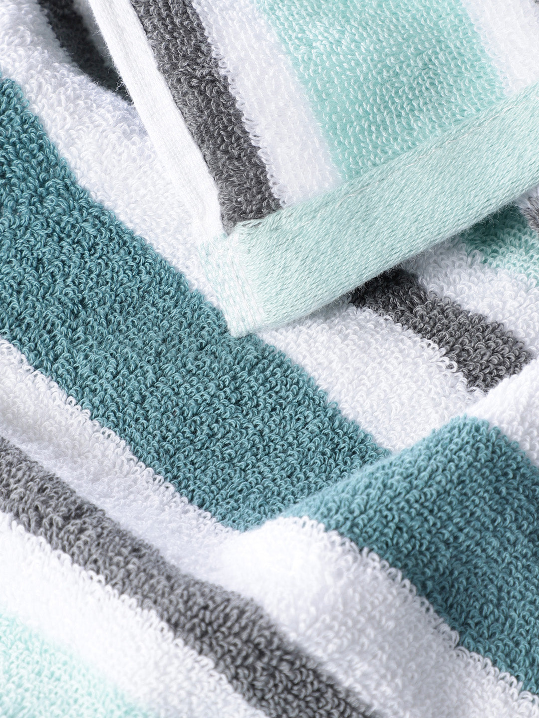 White \u0026 Green Striped Bath Towel 