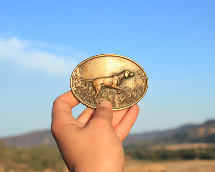 hunting dog belt buckle