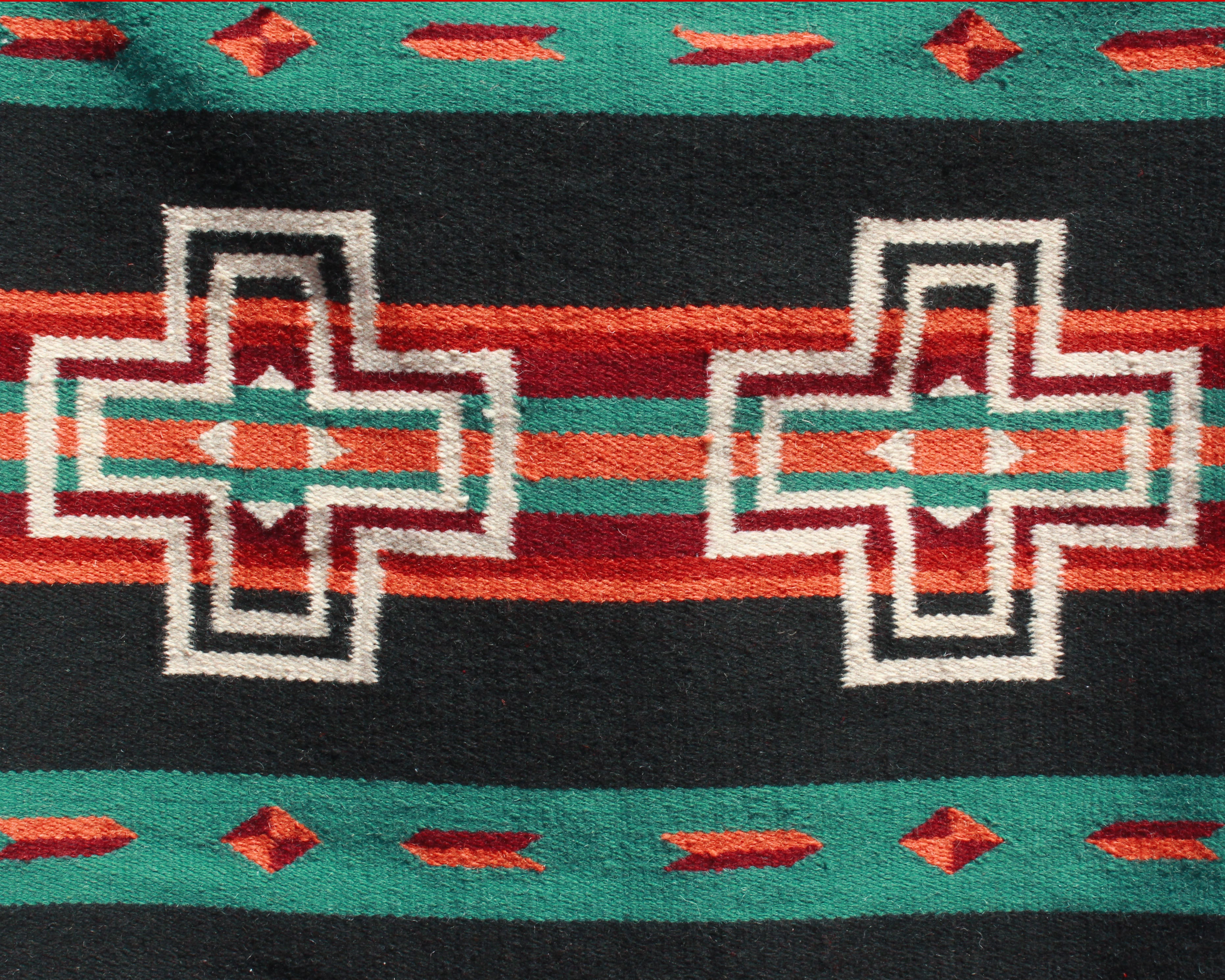 Green Southwest Cross Accent Rug