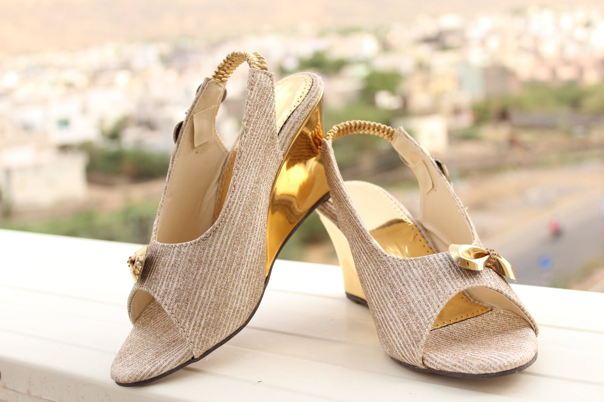 golden party wear sandals