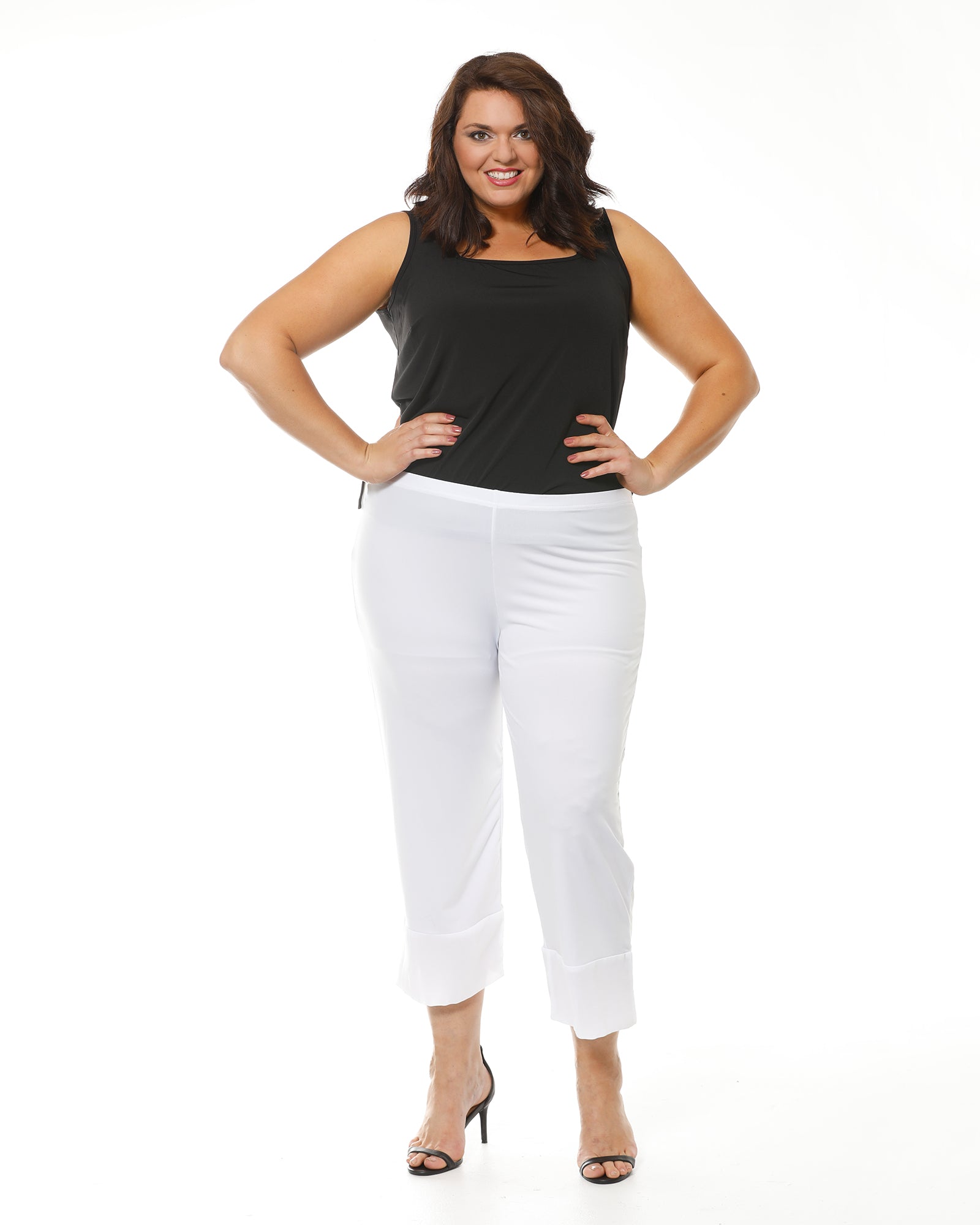 white chiffon pants plus size