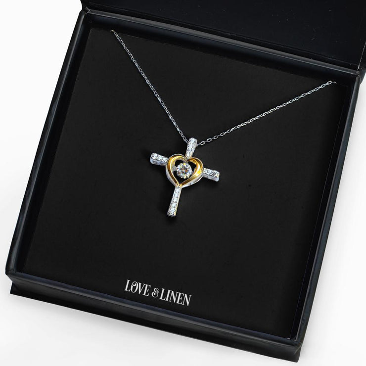 dancing jewel cross necklace