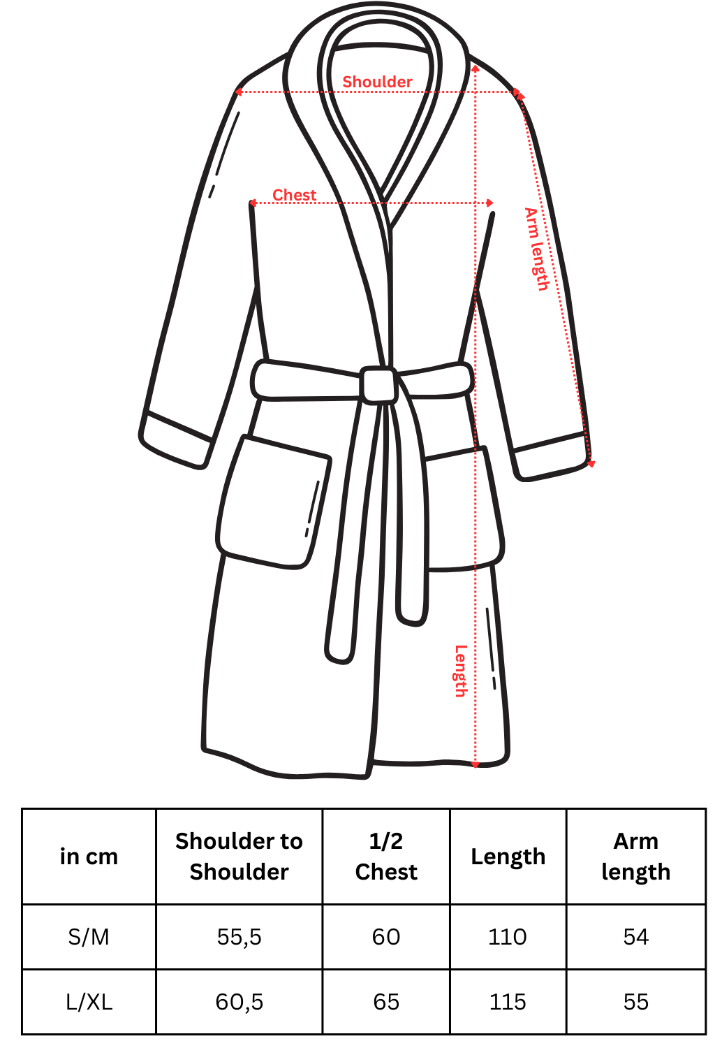 measurements bath robe nuffinz