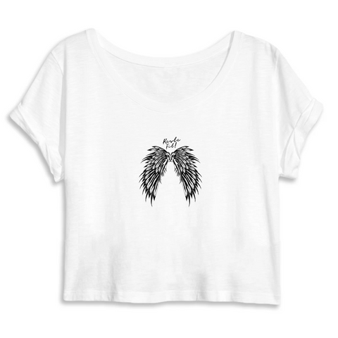 t-shirt crop-top casual chic avec des ailes d'ange