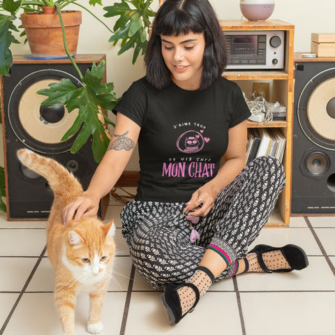 tee shirt - je vis chez mon chat - j'aime trop mon chat