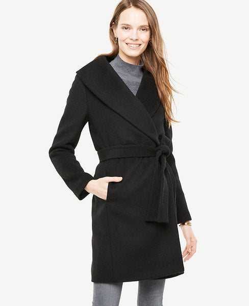 ann taylor petite shawl collar wrap coat