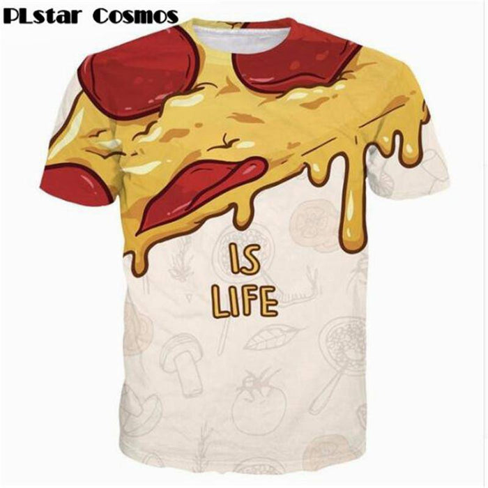 PLstar Cosmos Pizza is Life 3D All Over Print T Shirt