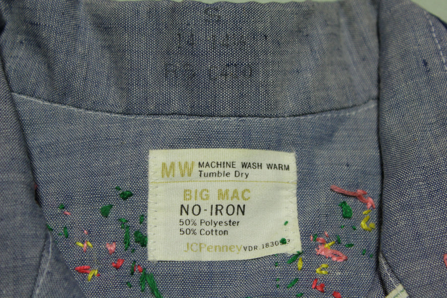 JC Penneys Big Mac Vintage 70's Chambray Embroidered Hippie Flower Pat ...