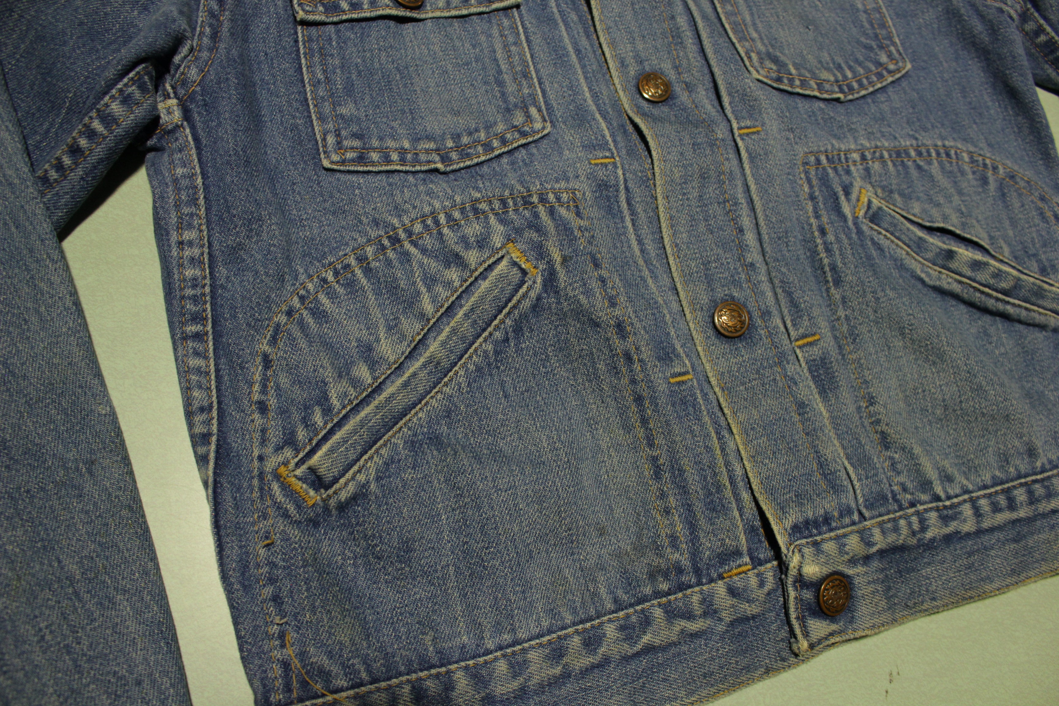 Sears Roebucks Vintage 1950's Selvedge Pleated Denim Jean Jacket