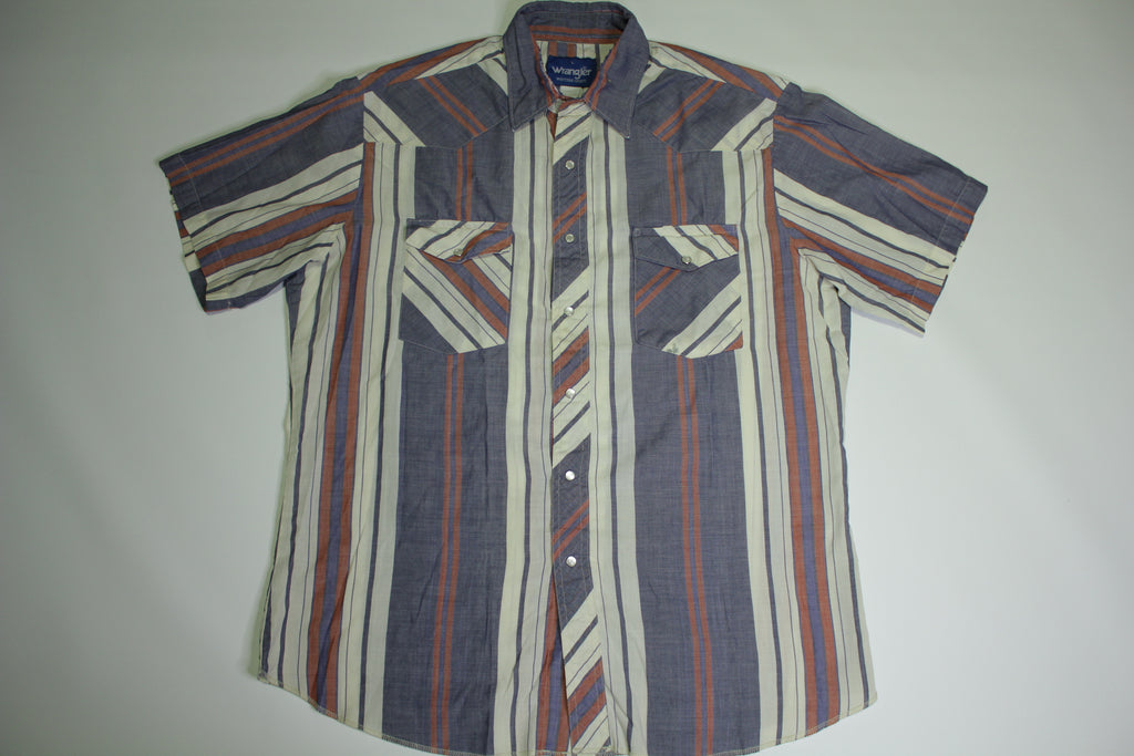 Wrangler Striped Pearl Snap Button Up Vintage 90's Short Sleeve Wester –  thefuzzyfelt