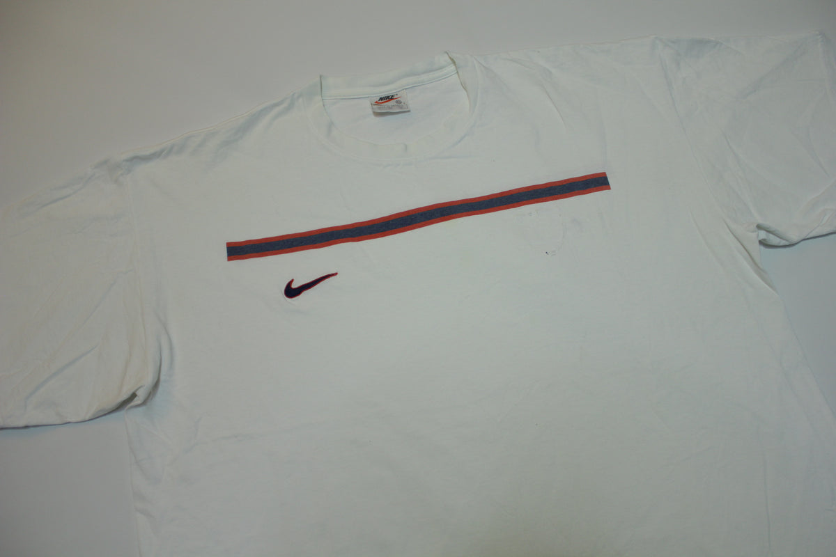 Striped Embroidered Swoosh Check Vintage 90's T-Shirt – thefuzzyfelt
