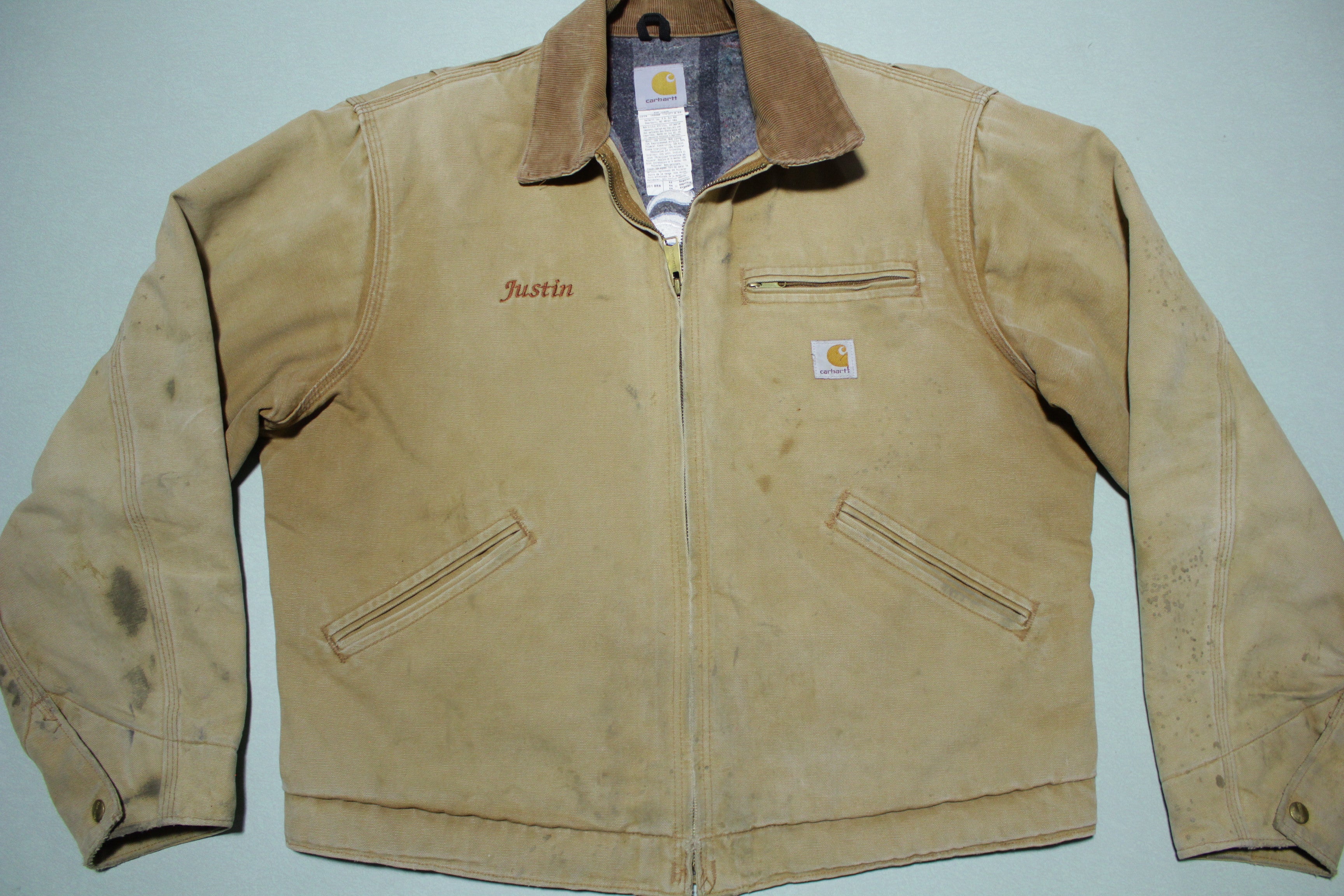 Carhartt J01 BRN Detroit Brown Duck Cotton Blanket Lined Jacket 44